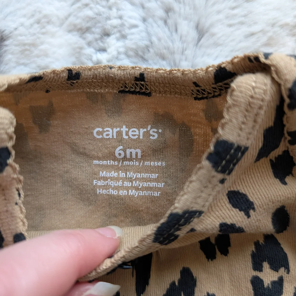 Carter's Leopard Print Onesie Body Suit And Blue Jeans 6 Month Baby